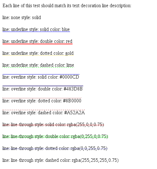 Text decoration color layout test results on Qt platform